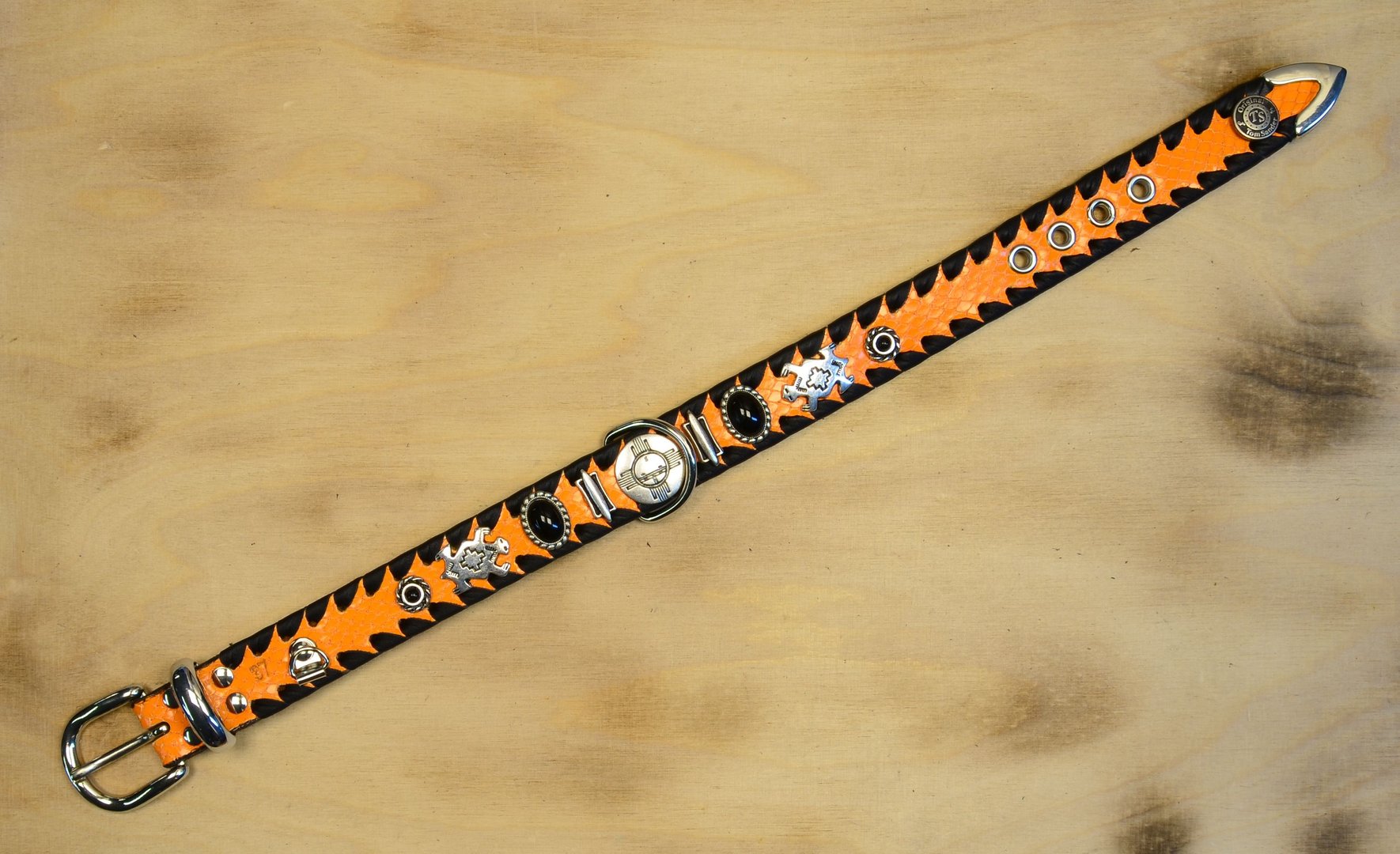 Hundehalsband 25mm Gecko orange
